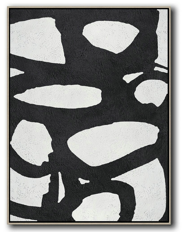 Abstract Painting Extra Large Canvas Art,Black And White Minimal Painting On Canvas - Original Abstract Oil Paintings